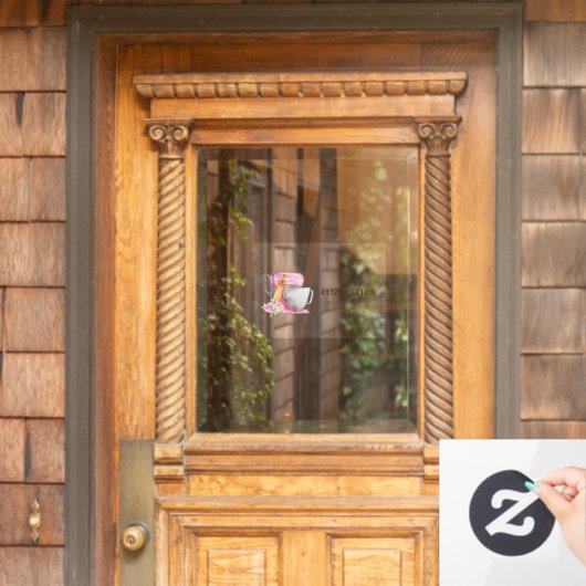 Cake Mixer, Whisk, Rolling Pin Bakery Flowers Raamsticker (Huis Deur)