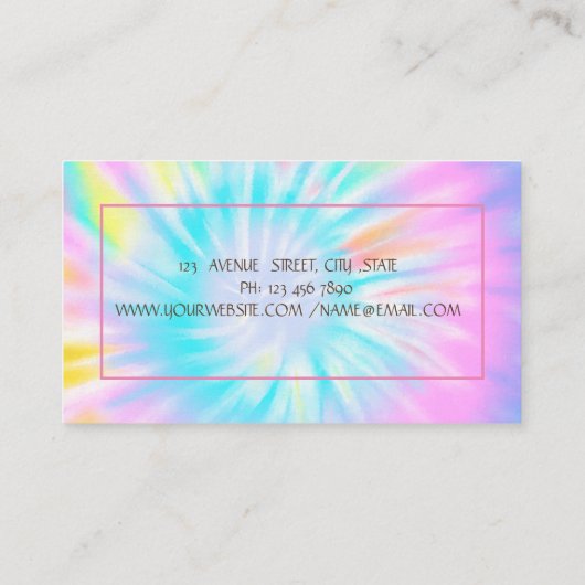 Cake Mixer,Whisk,Rolling Pin Flowers Tie Dye Visitekaartje (Achterkant)