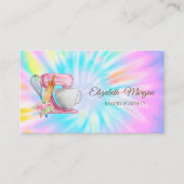 Cake Mixer,Whisk,Rolling Pin Flowers Tie Dye Visitekaartje (Voorkant)