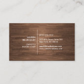 Cake Monogram Logo in Wit op bruine Woodgrain Visitekaartje (Achterkant)