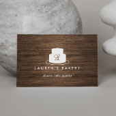 Cake Monogram Logo in Wit op bruine Woodgrain Visitekaartje
