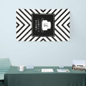 Cake Monogram Logo met Mod Stripe Pattern Bakkerij Spandoek (Beurs)