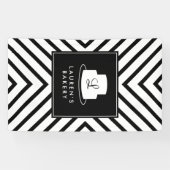 Cake Monogram Logo met Mod Stripe Pattern Bakkerij Spandoek (Horizontaal)