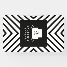 Cake Monogram Logo met Mod Stripe Pattern Bakkerij Spandoek