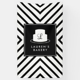 Cake Monogram Logo met Mod Stripe Pattern Bakkerij Spandoek