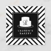 Cake Monogram Logo met Mod Stripe Pattern Bakkerij Vierkante Visitekaartje (Voorkant)
