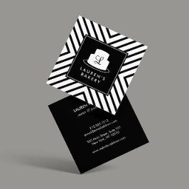 Cake Monogram Logo met Mod Stripe Pattern Bakkerij Vierkante Visitekaartje