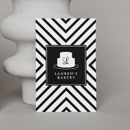 Cake Monogram Logo met Mod Stripe Pattern Bakkerij Visitekaartje