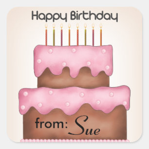 Cake on Fire Custom Verjaardagscadeau Label Sticke