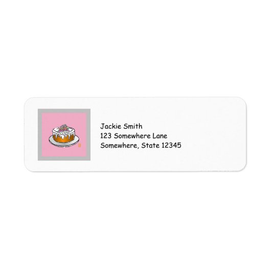 Cake on Roze Return Address Label (Voorkant)