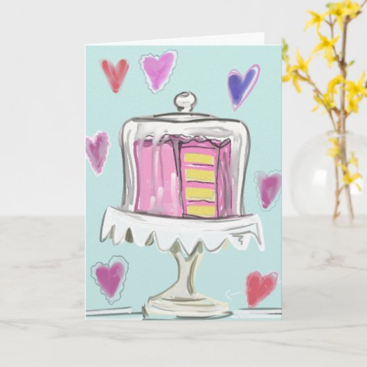 Cake onder Glas Kaart (Gele Bloem)