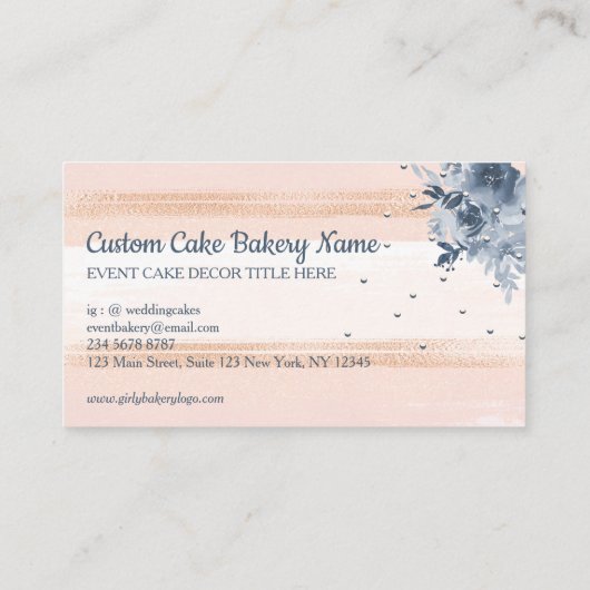 Cake Party Bakery Navy Visitekaartje (Achterkant)