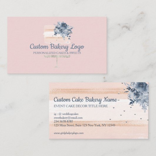 Cake Party Bakery Navy Visitekaartje (Voorkant / Achterkant)