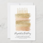 Cake Party Nodig Gouden Sparkly Meisjes 10e Verjaa Kaart (Voorkant)