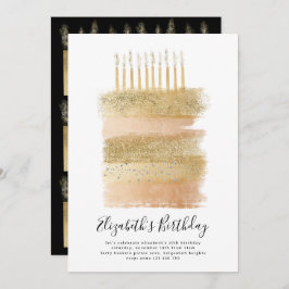 Cake Party Nodig Gouden Sparkly Meisjes 10e Verjaa Kaart