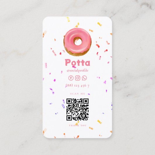 CAKE PATISSERIE CUPCAKE BAKERY DONUT QR CODE VISITEKAARTJE (Achterkant)