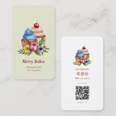 CAKE PATISSERIE CUPCAKE BAKERY FLORAL QR CODE VISITEKAARTJE (Voorkant / Achterkant)