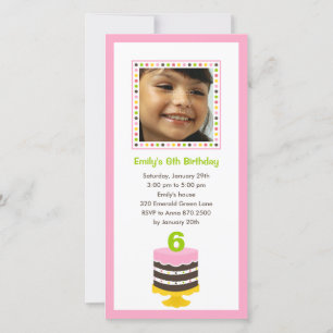 Cake Photo Birthday Party Invitation - Roze