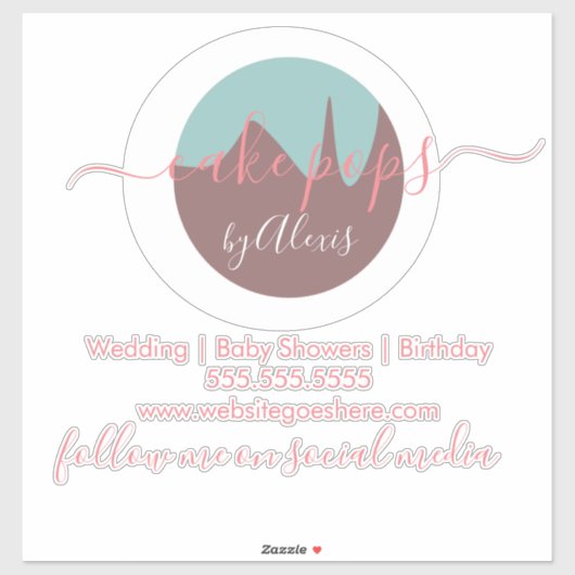 Cake Pop Logo Bakkerij Bedrijfsauto Sticker (Vel)