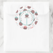 Cake Pop Logo Zelfgemaakte Bakkerij Sprinkles Ronde Sticker (Tas)