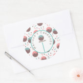 Cake Pop Logo Zelfgemaakte Bakkerij Sprinkles Ronde Sticker (Envelop)