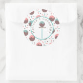 Cake Pop Logo Zelfgemaakte Bakkerij Sprinkles Ronde Sticker (Tas)