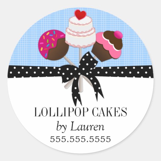 Cake Poppen Blue Box Seals Ronde Sticker (Voorkant)