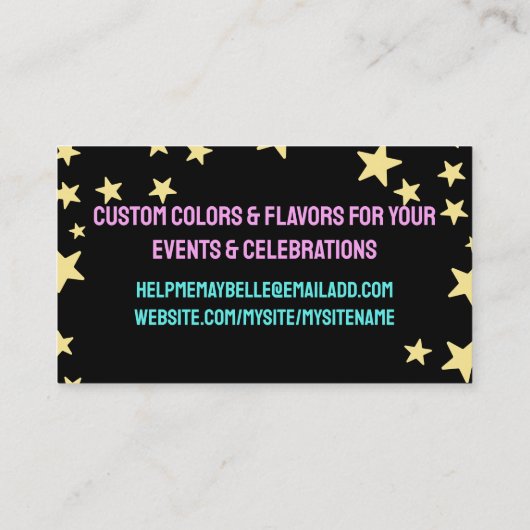 Cake poppen bruiloft evenement bakken bakkerij roz visitekaartje (Achterkant)