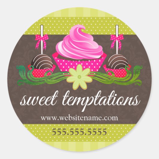 Cake Poppen Cookie en Cupcake Bakkerij Box Seals Ronde Sticker (Voorkant)