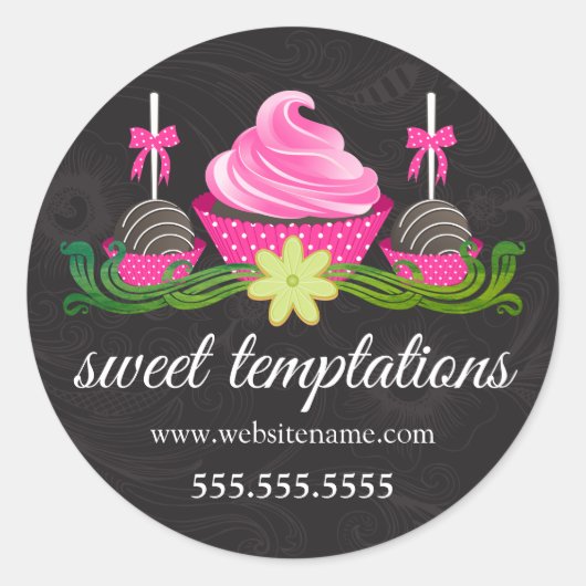 Cake Poppen Cookie en Cupcake Bakkerij Box Seals Ronde Sticker (Voorkant)