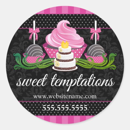 Cake Poppen Cupcake Bakkerij Box Seals Ronde Sticker (Voorkant)