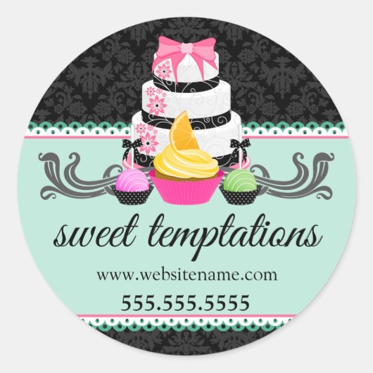 Cake Poppen Cupcake Bakkerij Box Seals Ronde Sticker (Voorkant)