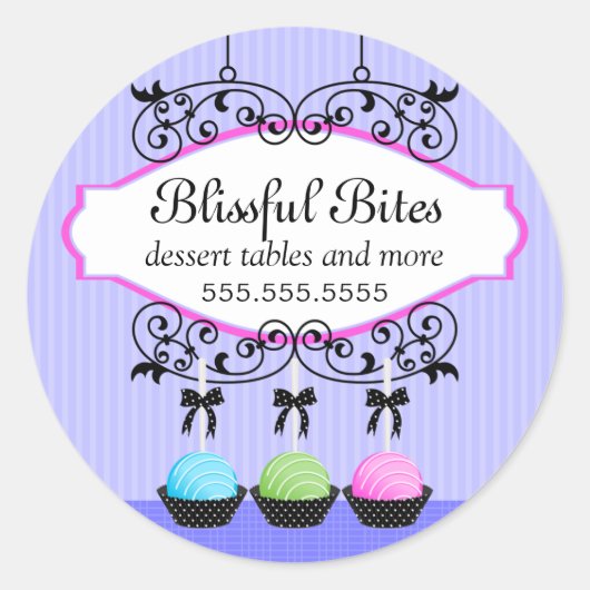 Cake Poppen Desserts Bakkerij Ronde Sticker (Voorkant)