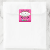 Cake Poppen Desserts Fuchsia Box Seals Vierkante Sticker (Tas)