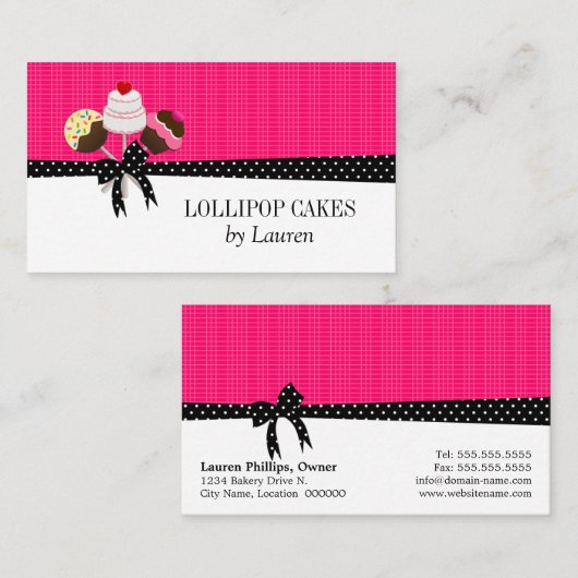 Cake Poppen Fuchsia Visitekaartje (Voorkant / Achterkant)