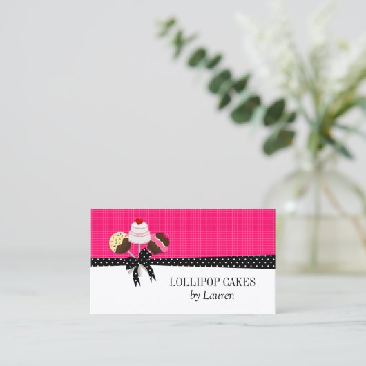 Cake Poppen Fuchsia Visitekaartje (Staand voorkant)