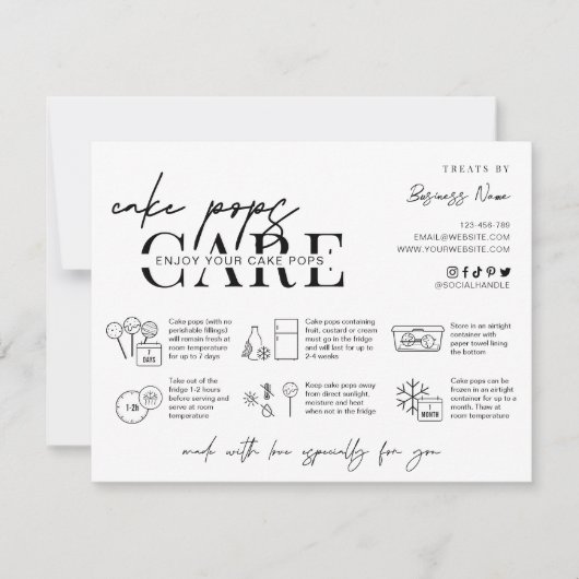 Cake Poppen Instructies Minimalistische Logo Bakke Bedankkaart (Voorkant)