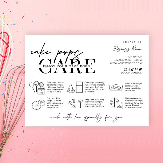Cake Poppen Instructies Minimalistische Logo Bakke Bedankkaart