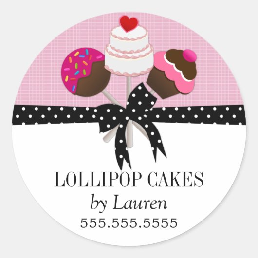 Cake Poppen Roze Bakkerij Box Seals Ronde Sticker (Voorkant)