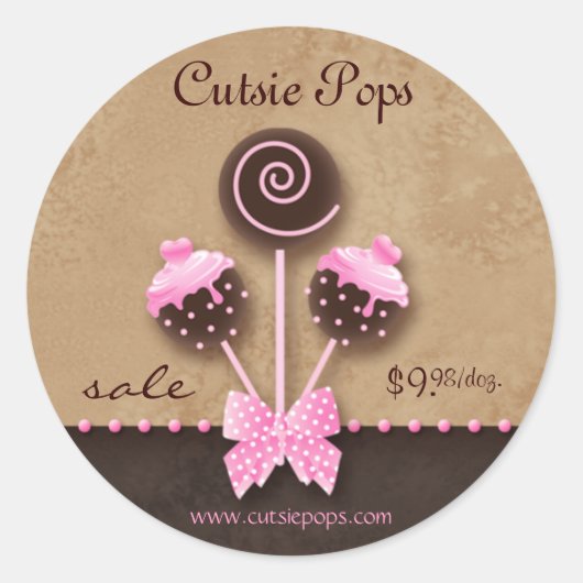 Cake Poppen Stickers Bakkerij  Roze Karamel (Voorkant)