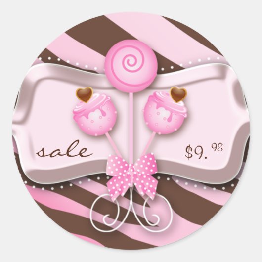 Cake Poppen Stickers Bakkerij Zebra Roze Bruin Sno (Voorkant)