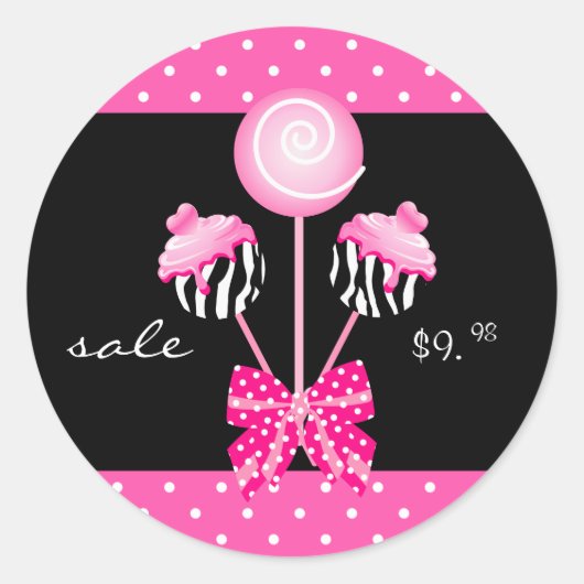 Cake Poppen Stickers Bakkerij Zebra Roze Zwart Ret (Voorkant)