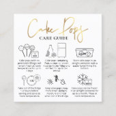 Cake Poppen verzorgingsgids Wit & Goud Modern Bake Vierkante Visitekaartje (Voorkant)