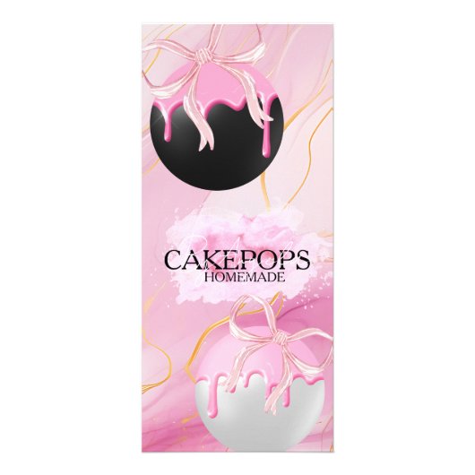 Cake Pops Baker Bakery Treats Pink Reclamekaart (Voorkant)