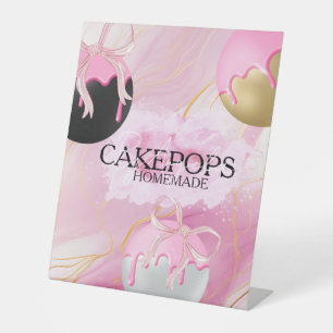 Cake Pops Bakker Bakkerij Lekkernijen Roze Reclamebord Met Voetstuk