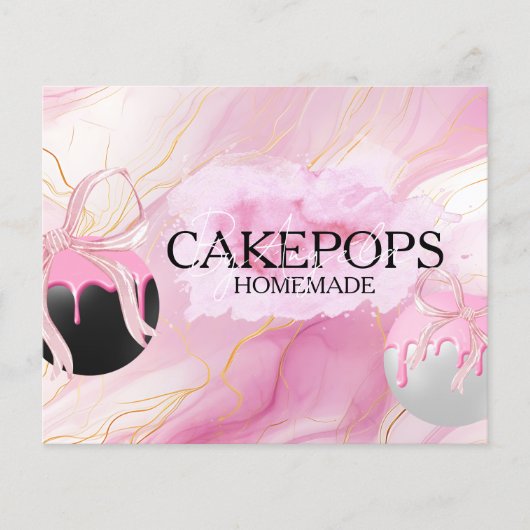 Cake Pops Bakker Bakkerij Traktaties Roze Flyer (Voorkant)