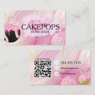 Cake Pops Bakker Bakkerij Traktaties Roze Visitekaartje
