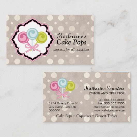 Cake Pops Bakkerij Visitekaartje (Voorkant / Achterkant)