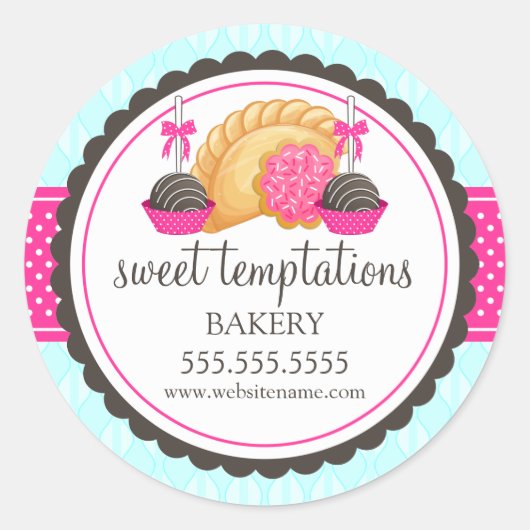Cake Pops Cookie Turnover Bakkerij Boxzegels Ronde Sticker (Voorkant)