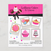 Cake Pops Heet Roze met Fotokaders Flyer (Achterkant)